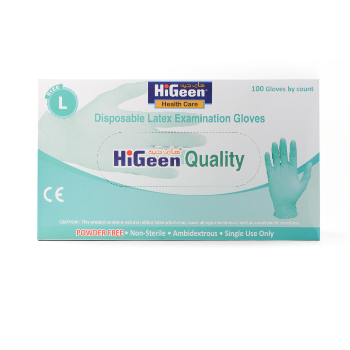 HiGeen Disposable Latex Examination Gloves